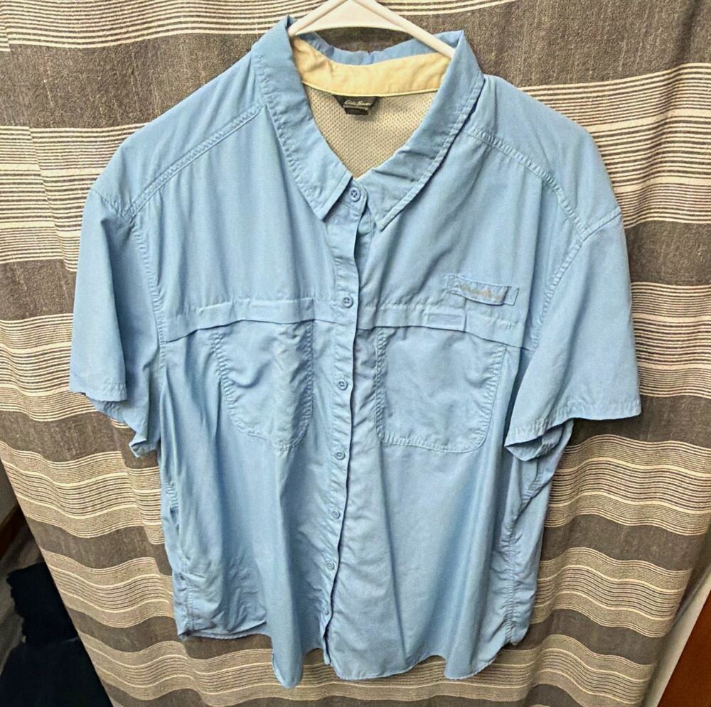 Eddie Bauer Women’s 2XL Blue Vented Outdoor Hiking Fishing Shirt Quick Dry